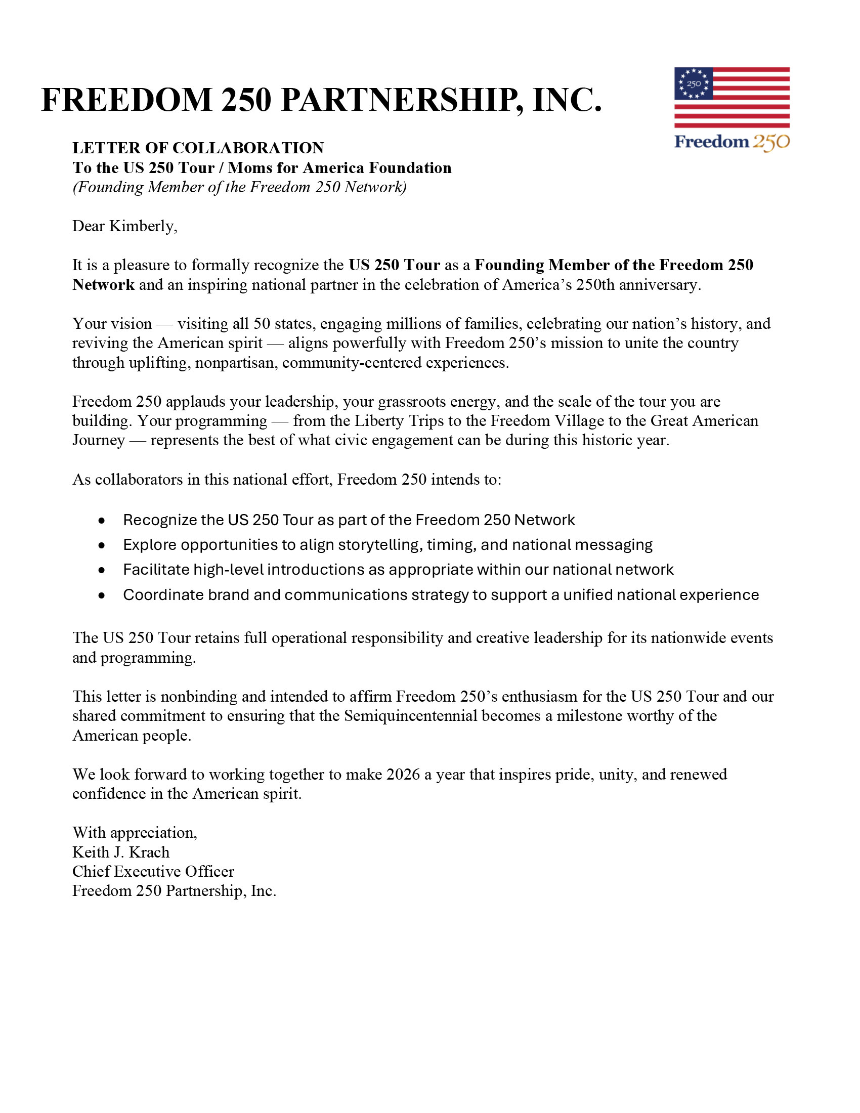 Founding Partner of the Freedom 250 Network